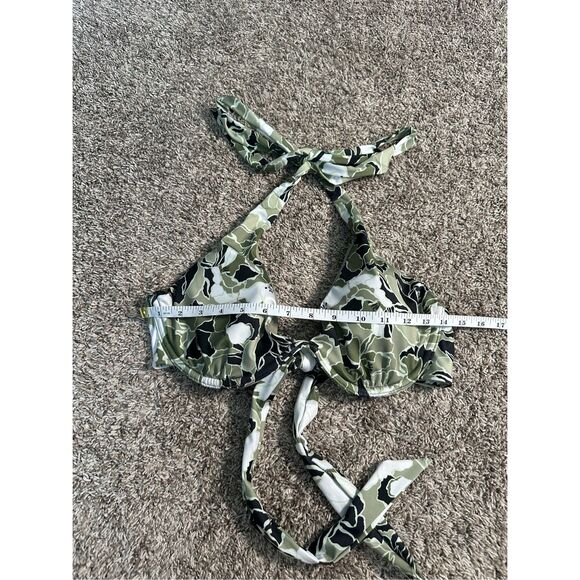 victorias secret swim bikini top green funky abstract floral print underwire 36C - Picture 2 of 4